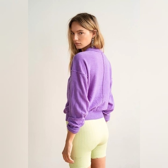 Free People Kora Cashmere Crew Sweater Purple Small Quiet Luxury - Picture 2 of 10